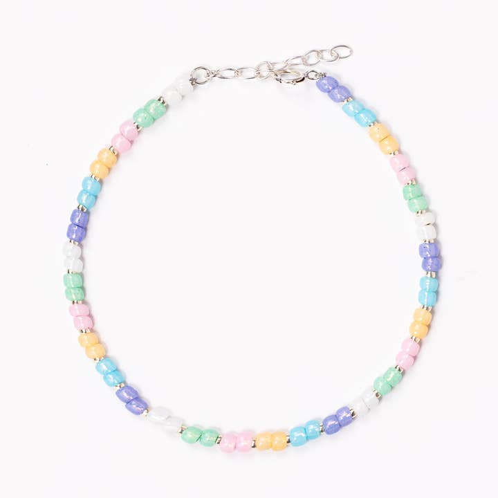 Pastel Ombre Multicoloured Beaded Anklet for wholesale by Rhimani