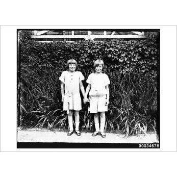 Two Young Girls Holding Hands,1920 for wholesale by Retrospect Greeting Cards