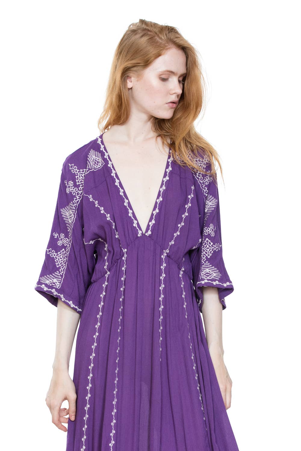 En Crème - Wholesale Dress - Women's - Short Sleeve Embroidery Handkerchief Maxi Dress12