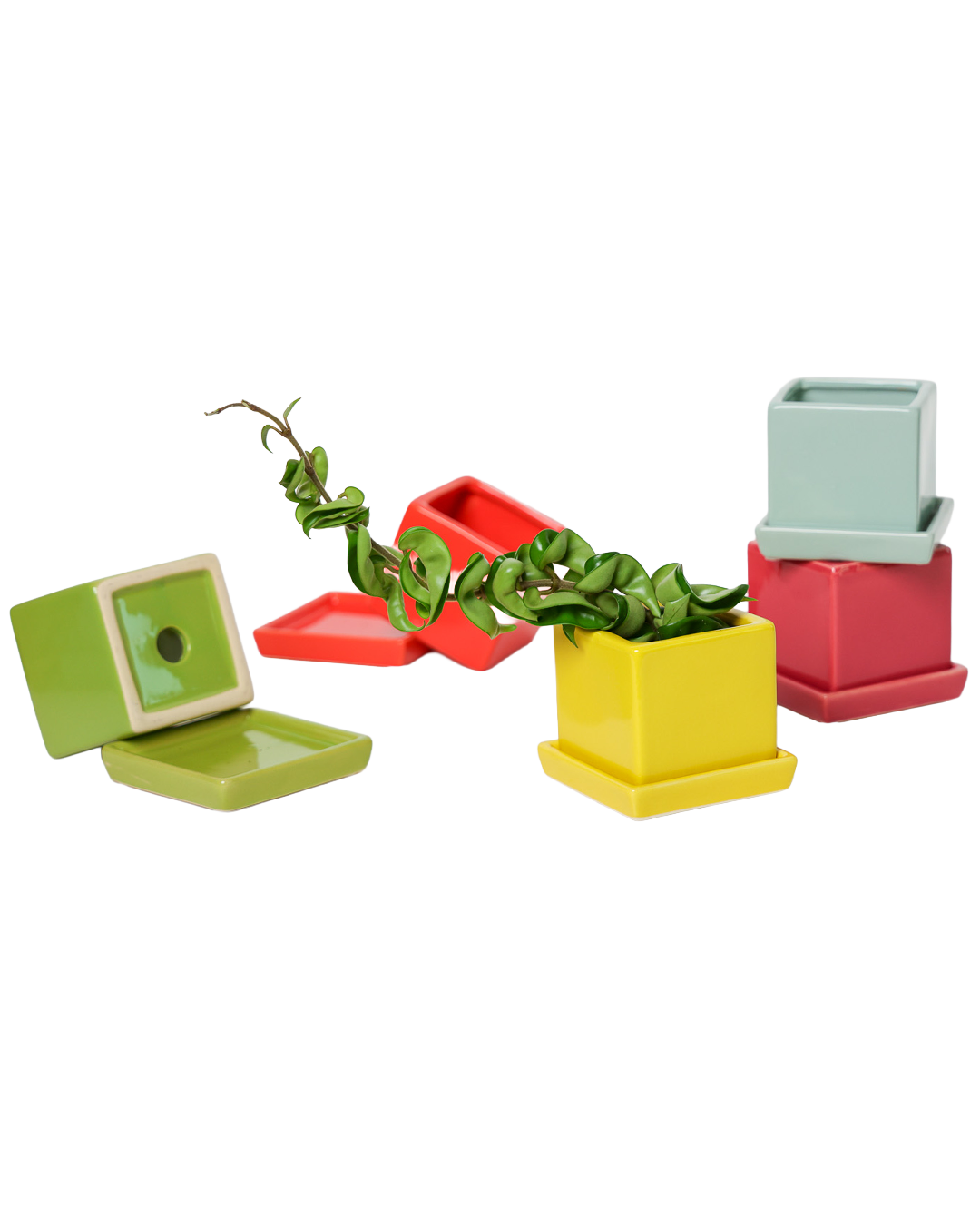 Chive - Wholesale Plant Pot - Cube Pot With Saucer And Drainage Hole 60 Plus Colors23