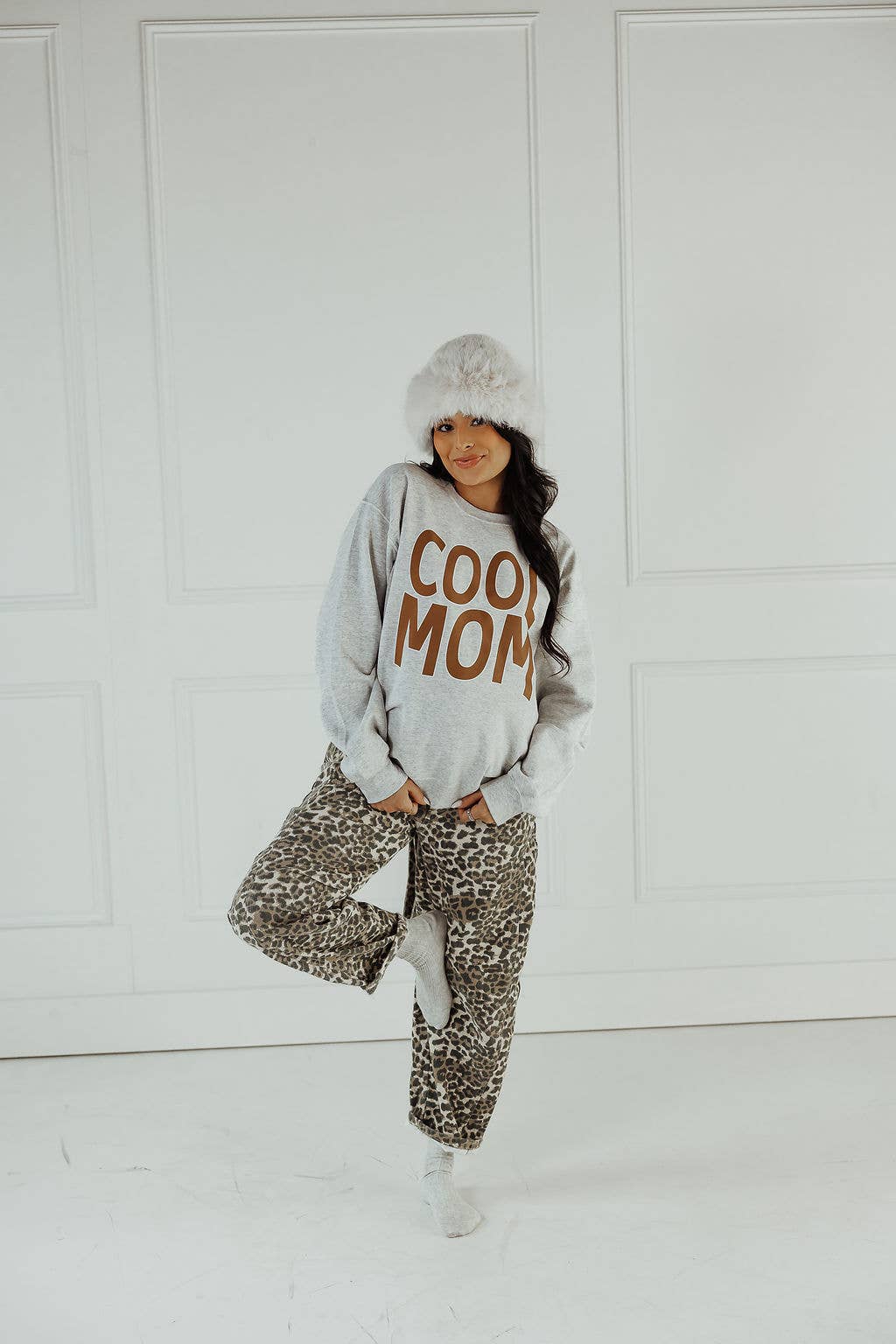 The Babe Co. - Wholesale Graphic Sweatshirt - Women's - Cool Mom Brown Women's Graphic Sweatshirt0