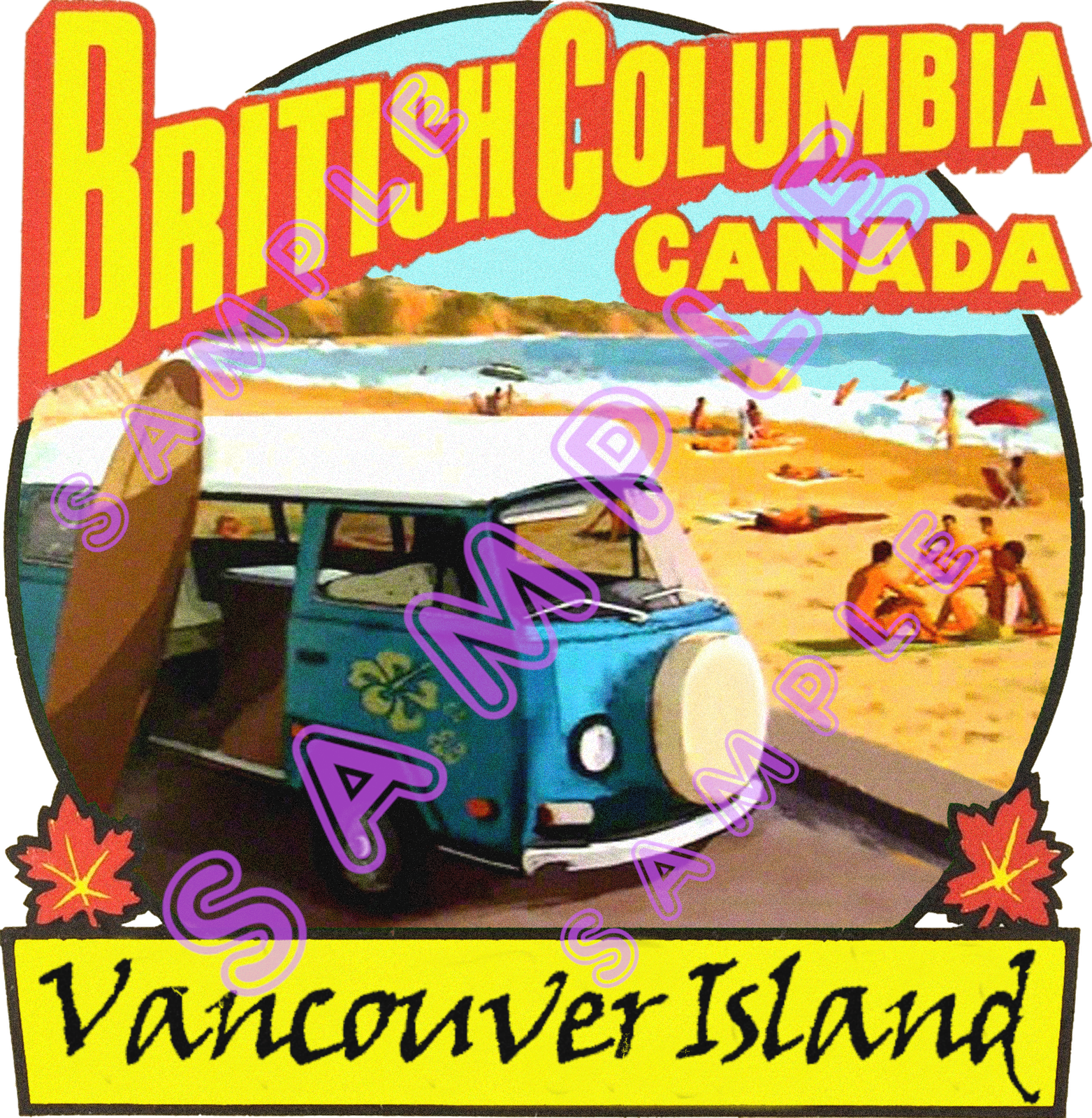 Wholesale VANCOUVER ISLAND BC Camper Van Vintage Style Sticker VI2