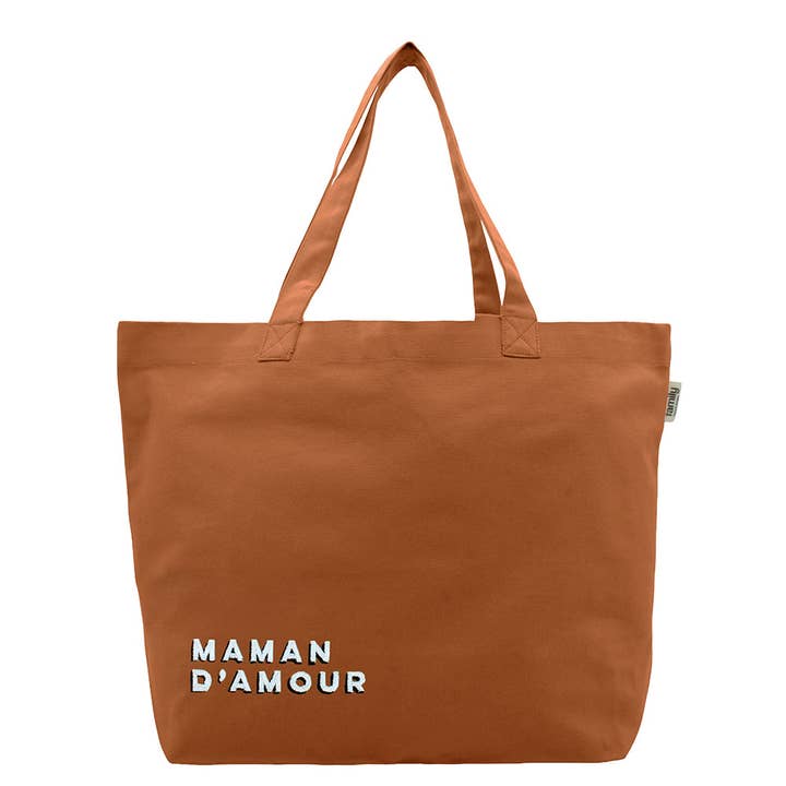 Family Impact Stories – Mala de ombro – Unissexo por atacado – Saco de compras bordado MAMÃE DE AMOR cobre