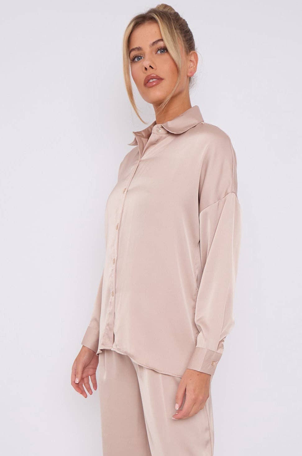Champagne Brushed Satin Shirt for wholesale on Faire3