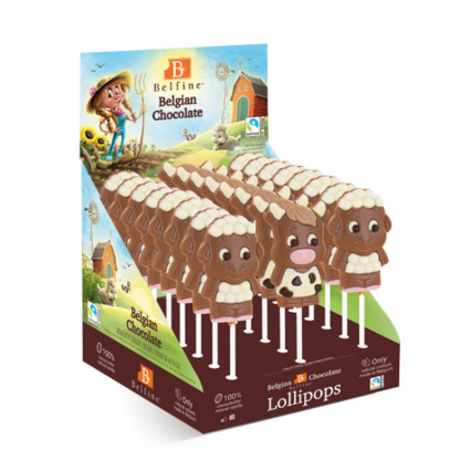 ADG Diffusion - Wholesale Chocolate - FARM ANIMAL CHOCOLATE LOLLIPOP 25g - Display of 243