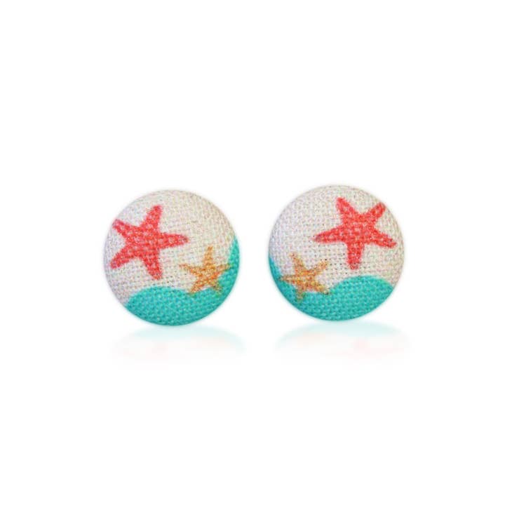 Rachel O's - Wholesale Stud/Post Earrings - Beach Fabric Button Earrings