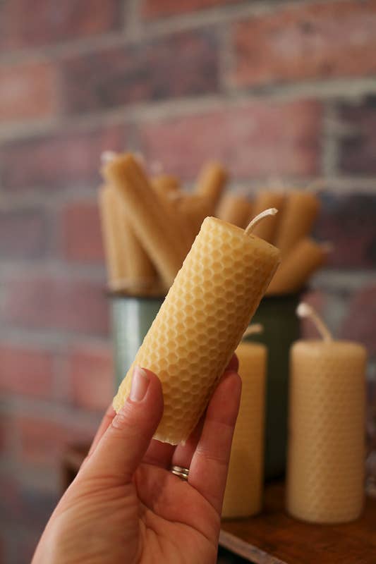 Bee native products - Wholesale Pillar candle - Beeswax rolled candle - 12cm tall3