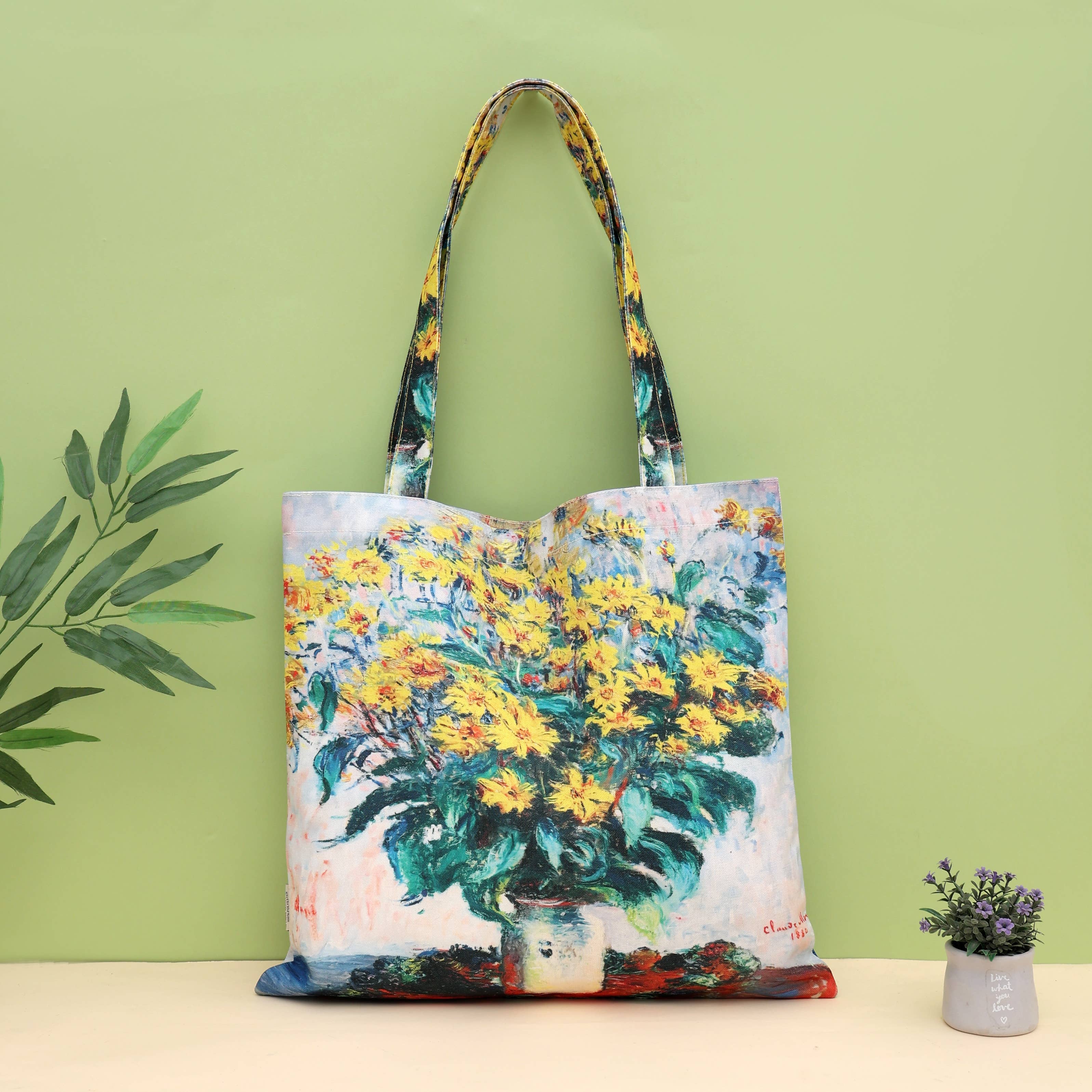 JC Sunny Fashion – wholesale Bärkasse - Dam – JCFB0385 Claude Monet-Jordärtskockablomma Tote2