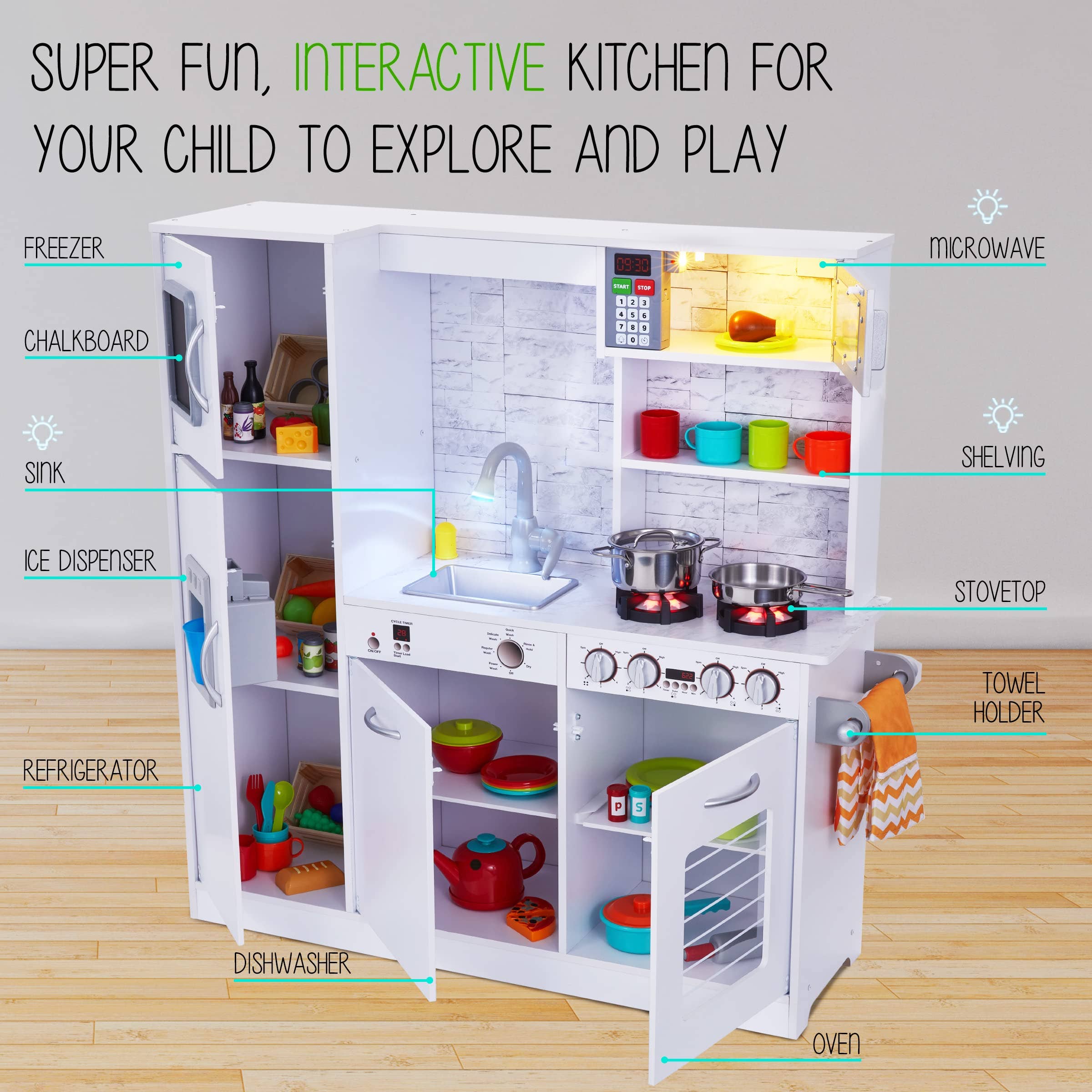 Jumbl - Wholesale Toy Set - Kids - Kids Kitchen Set, Wooden Kitchen Playset with Accesories8