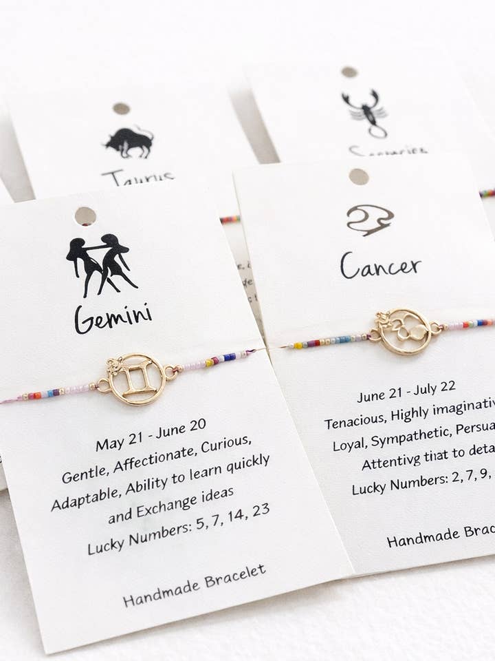 Zodiac Sign Beaded Charm Bracelets Set of 36 for wholesale by Picki Nicki