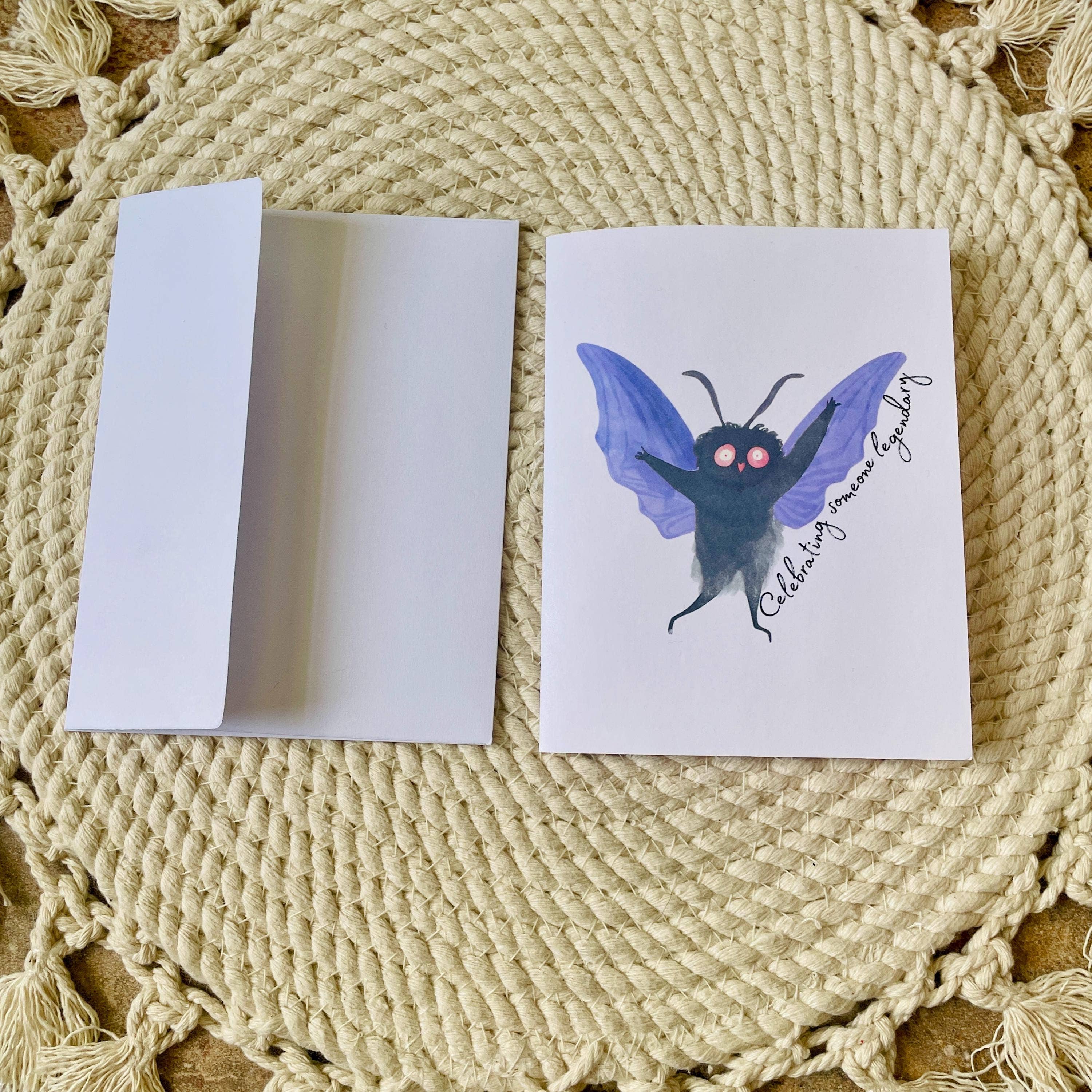 Cryptic Paper Co. - Wholesale Everyday Greeting Card - Cute Mothman Fairy Cryptid Card For Birthday or Celebration 7