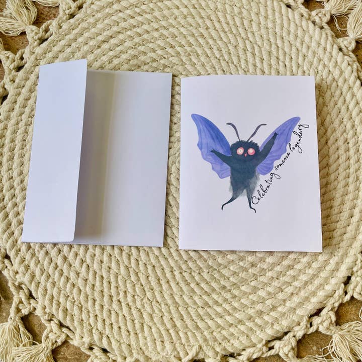 Cryptic Paper Co. - Wholesale Everyday Greeting Card - Cute Mothman Fairy Cryptid Card For Birthday or Celebration 7