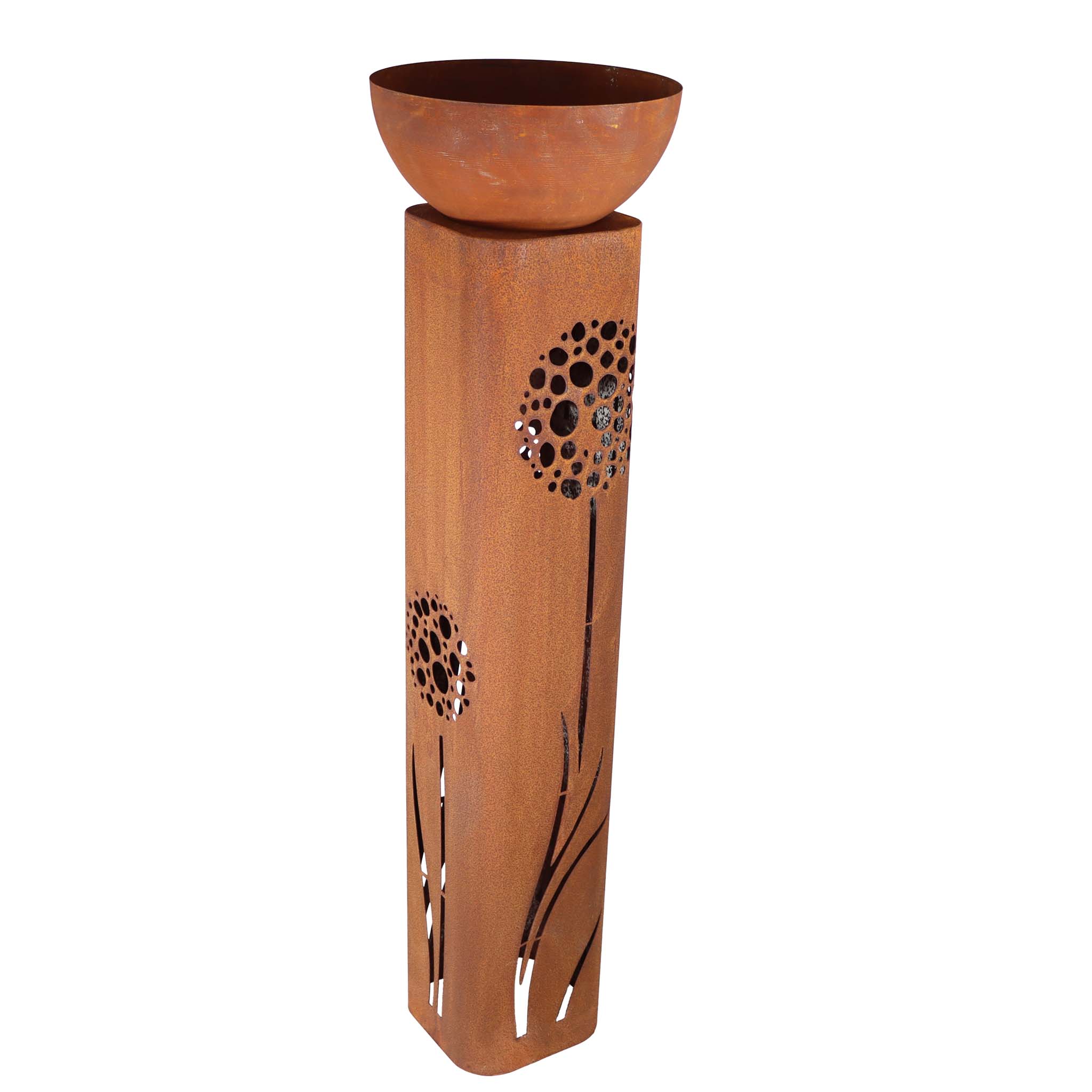 Rostikal - Vendita all'ingrosso Ornamenti/decorazioni per esterni - Colonna decorativa da giardino color ruggine con denti di leone 2