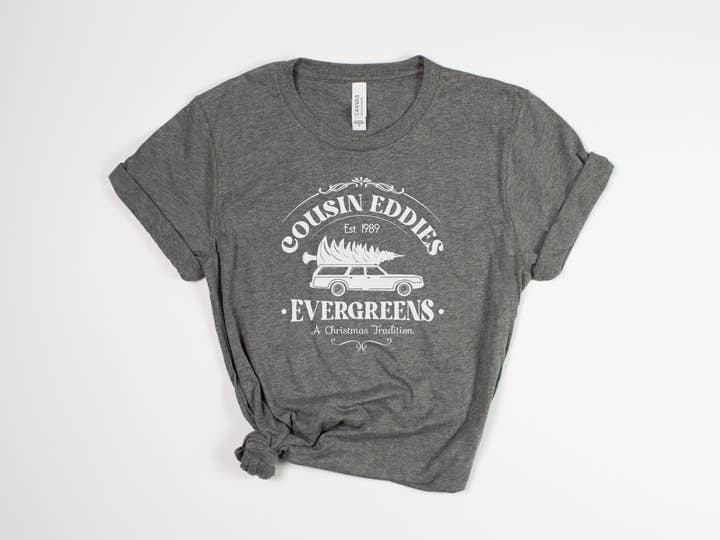 Stiles Tee Co. - Wholesale Screen printed t-shirt – unisex - Christmas T-Shirt – Cousin Eddie’s Evergreens – Vintage Tee6