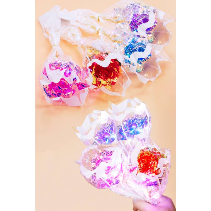 Cap Zone - Wholesale Artificial Flowers - Metallic LED Light-Up Galaxy Rose Flower Bouquet