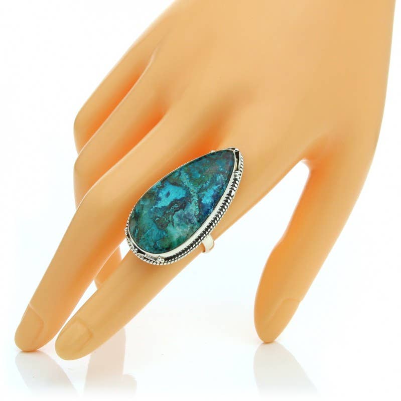 UniArt - Wholesale Cocktail/Statement Ring - Azurite drop ring and 925 silver1