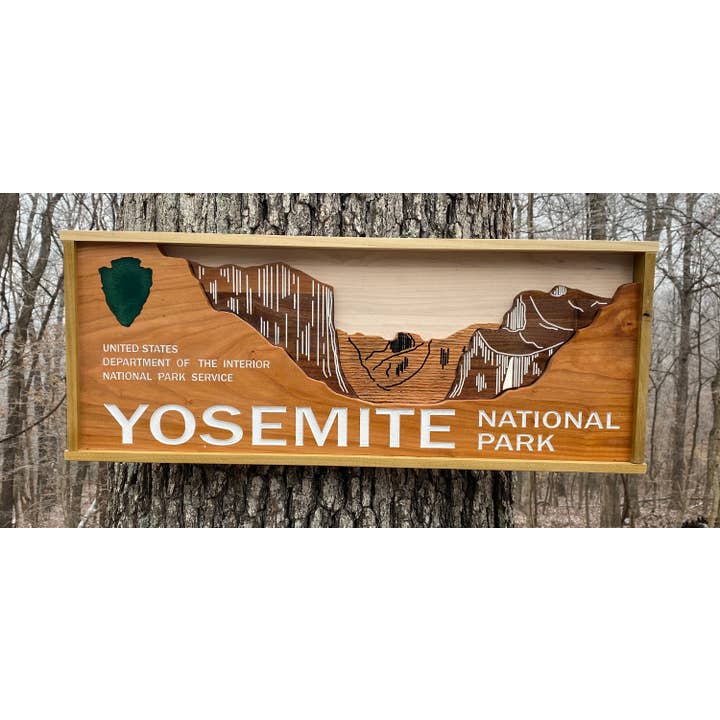 Decorazione da parete del Parco Nazionale di Yosemite California CA Deluxe Entra per la vendita all'ingrosso da parte di TinyWoodenSigns
