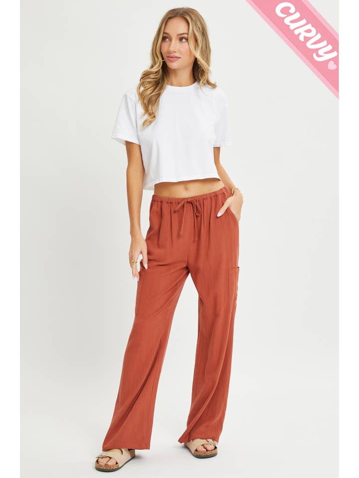 Sweet Lovely by Jen - Wholesale Pants - Women's - PLUS SIZE LINEN- BLEND PULL-ON-PANTS23