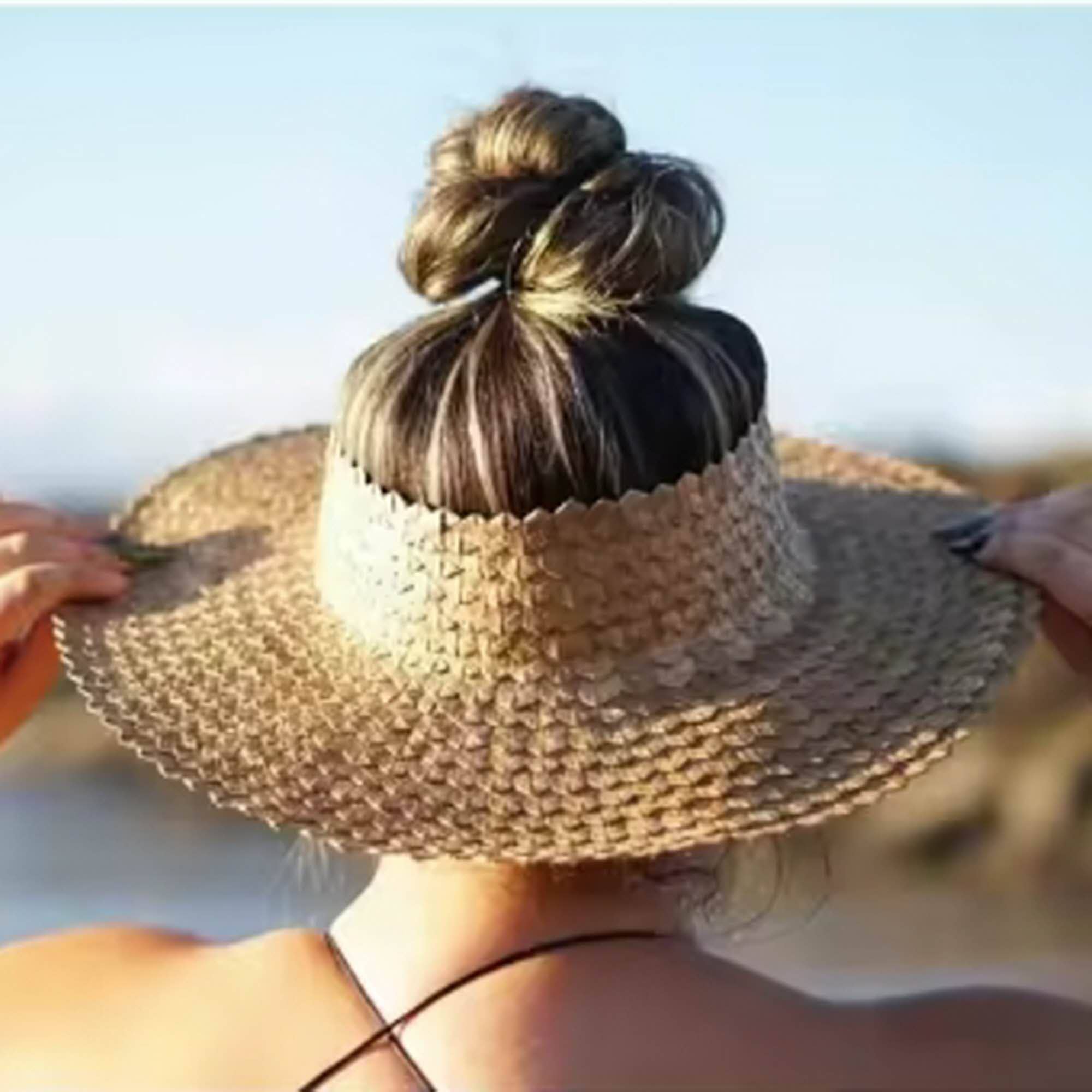 Queens INC - Wholesale Straw Hat - Women's - 🌞 Sol Halo Crownless Palm Leaf Sun Hat0