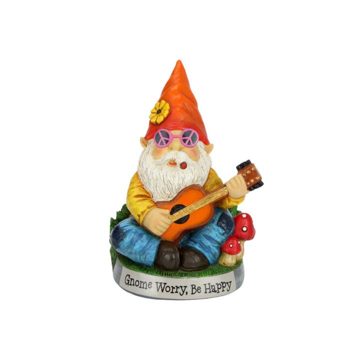 Cubby House by Malmar - Wholesale Decorative figurine - 21cm Hippy Gnome - Gnome Worry Be Happy