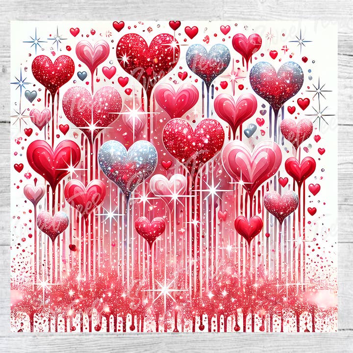 Transfert de sublimation pour gobelet avec cœurs de la Saint-Valentin dégoulinants pour la vente par Sweet Tees