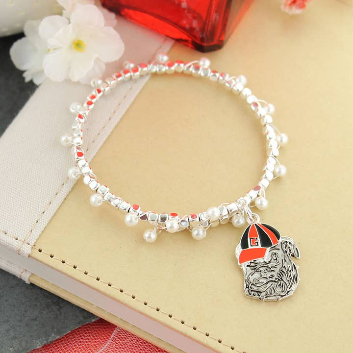 Seasons Jewelry - Wholesale Charm/Dangle Bracelet - Georgia Pearl & Enamel Logo Bracelet