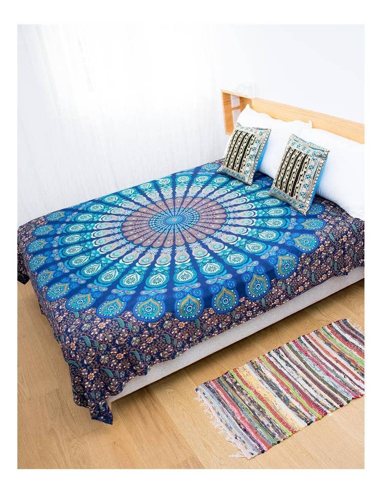 Blue Mandala Sofa Cover or Tapestry for wholesale by Kimago Look