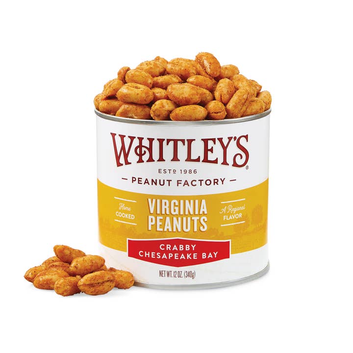 Whitley's Peanut Factory - Wholesale Nuts - 12 oz. Tins Crabby Chesapeake Bay Virginia Peanuts0