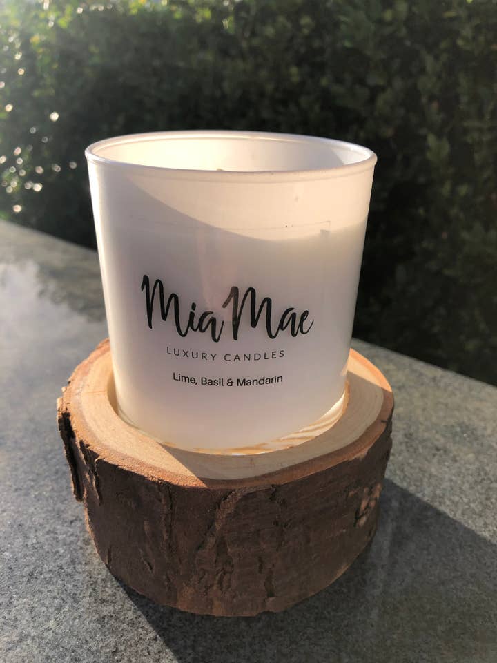 Lime, Basil & Mandarin Soy Wax Candle for wholesale by MiaMae Luxury Candles