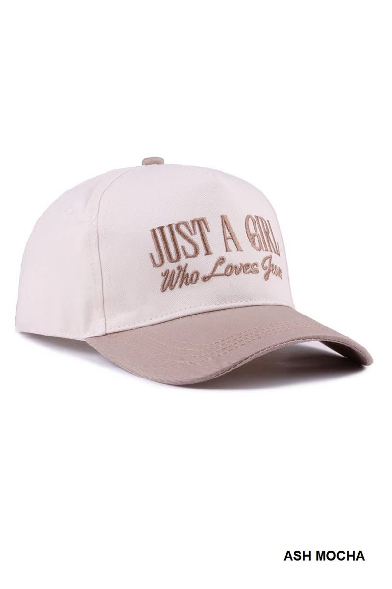 42POPS - Wholesale Baseball Cap - Women's - `.0724 Just A Girl Who Loves Jesus Two Tone Canvas Cotton Cap SI-288