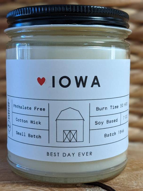 Iowa Candle for wholesale by Rambling Caravan