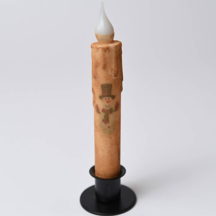LMS Wholesale - Wholesale Flameless Candle - Snowman with Mittens Battery Operated LED Timer Taper Candle
