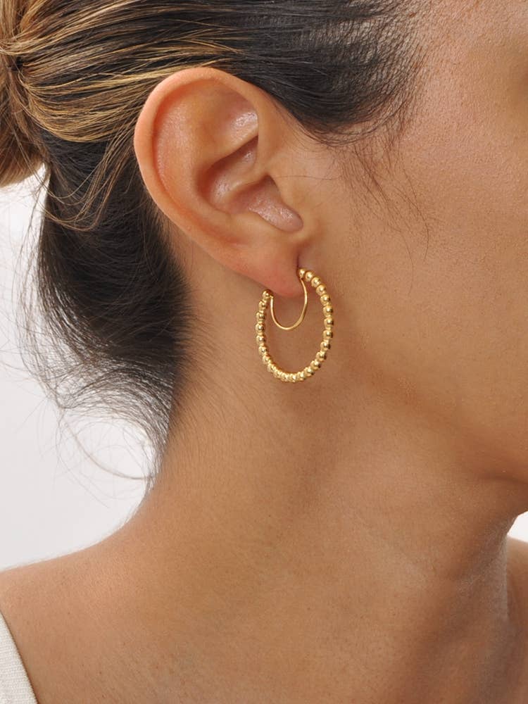 gold Luna Ring Stainless Steel Earrings for wholesale on Faire