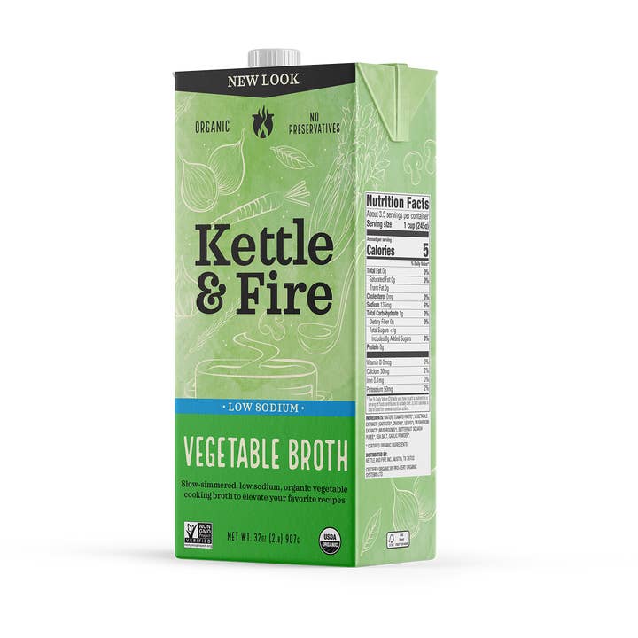 Kettle & Fire - Wholesale Broth - Organic Low Sodium Vegetable Cooking Broth 32oz1