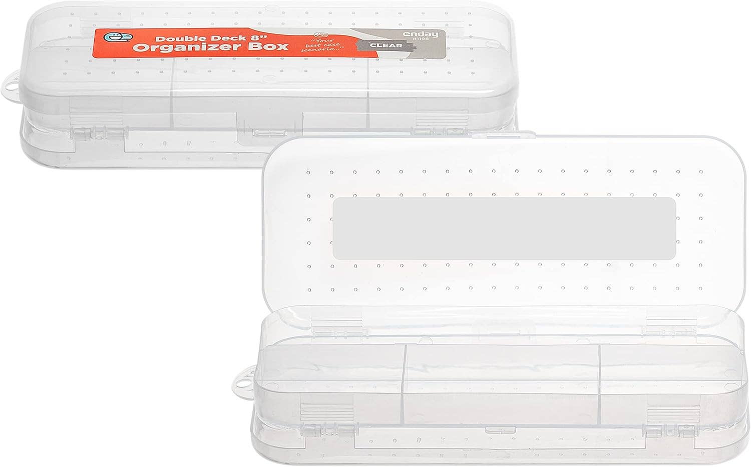 enday - Wholesale Pencil Case/Pouch - Pencil Case 8" Bright Color Double Deck Organizer Box4