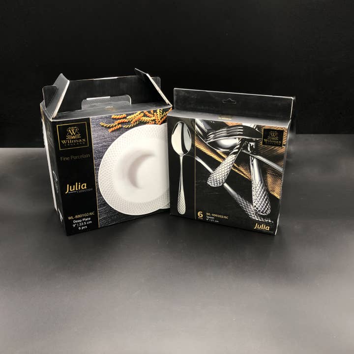 Fine Julia Porcelain Deep Plate Dinnerware Set for 6 for wholesale by WILMAX USA