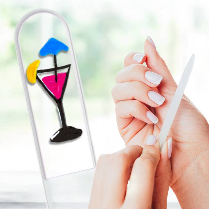 Classy Nail Files - Wholesale Nail File - Party Drink Special Occasion Hand Painted Crystal Nail File