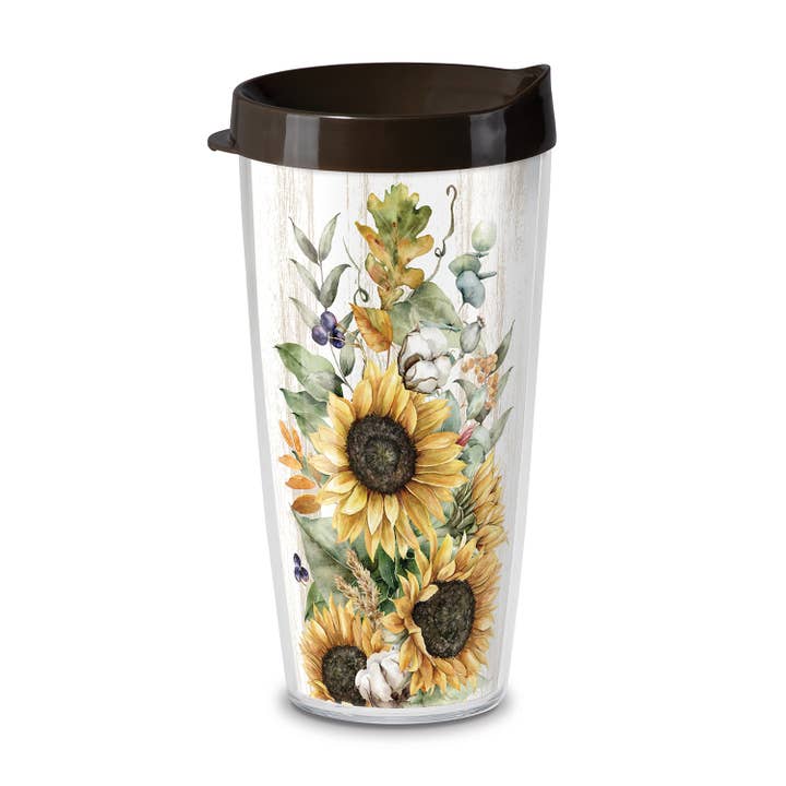 Sunflowers Insulated Travel Tumbler with Lid 22 oz. for wholesale by Conimar Promotions