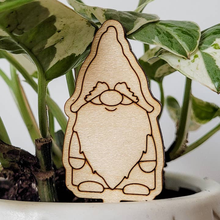 Garden Gnome Decorative Plant Stake (Wood, 2 Sizes) for wholesale by Leaf & Node