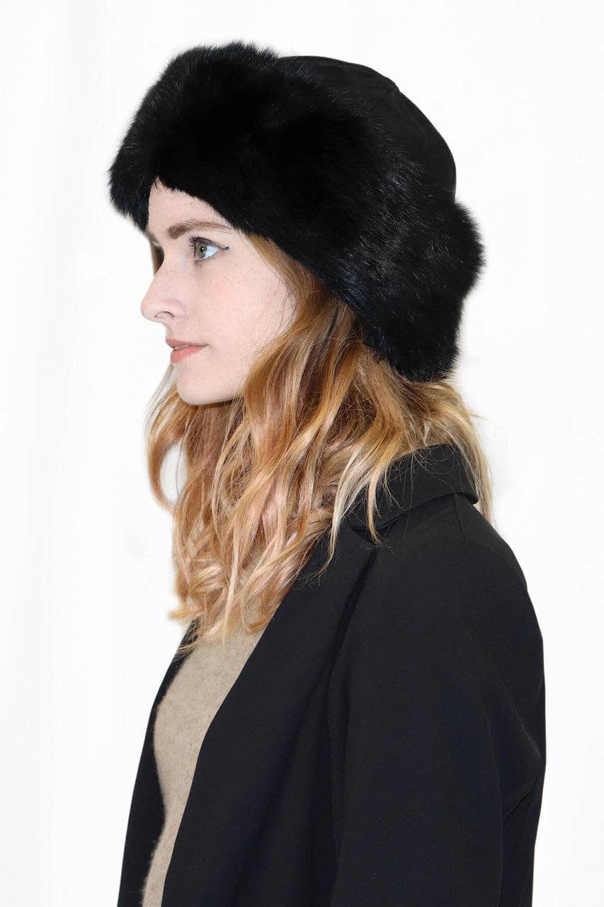 Surell - Wholesale Cloche Hat - Women's - Rabbit Fur Cuff Hat with Suede Crown