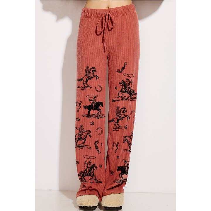 Phil Love - Venta al por mayor Conjunto de ropa cómoda - Mujer - Conjunto de ropa de salón con capucha y estampado de canalé Desert Cowgirl 2