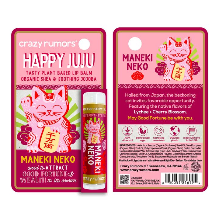 Crazy Rumors - Wholesale Lip Balm - All Natural, Vegan Happy Juju- Maneki Neko Lip Balm Gift Box3