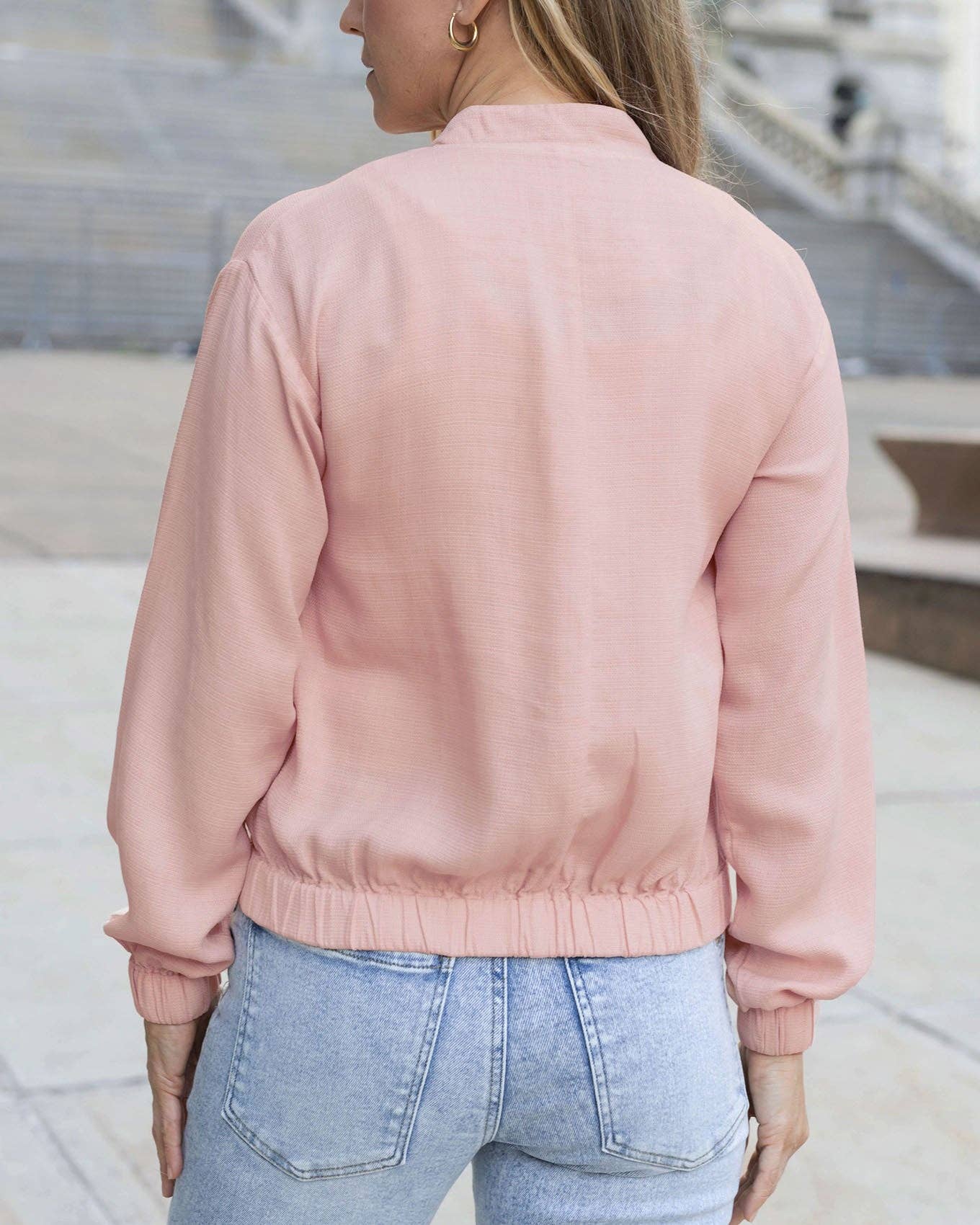 Tencel™ Lyocell Baseball Jacket in Blush for wholesale on Faire4