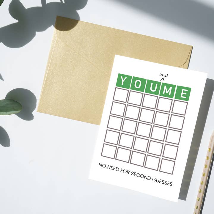 YOU + ME Wordle Greeting Card for wholesale by Right Place Studio