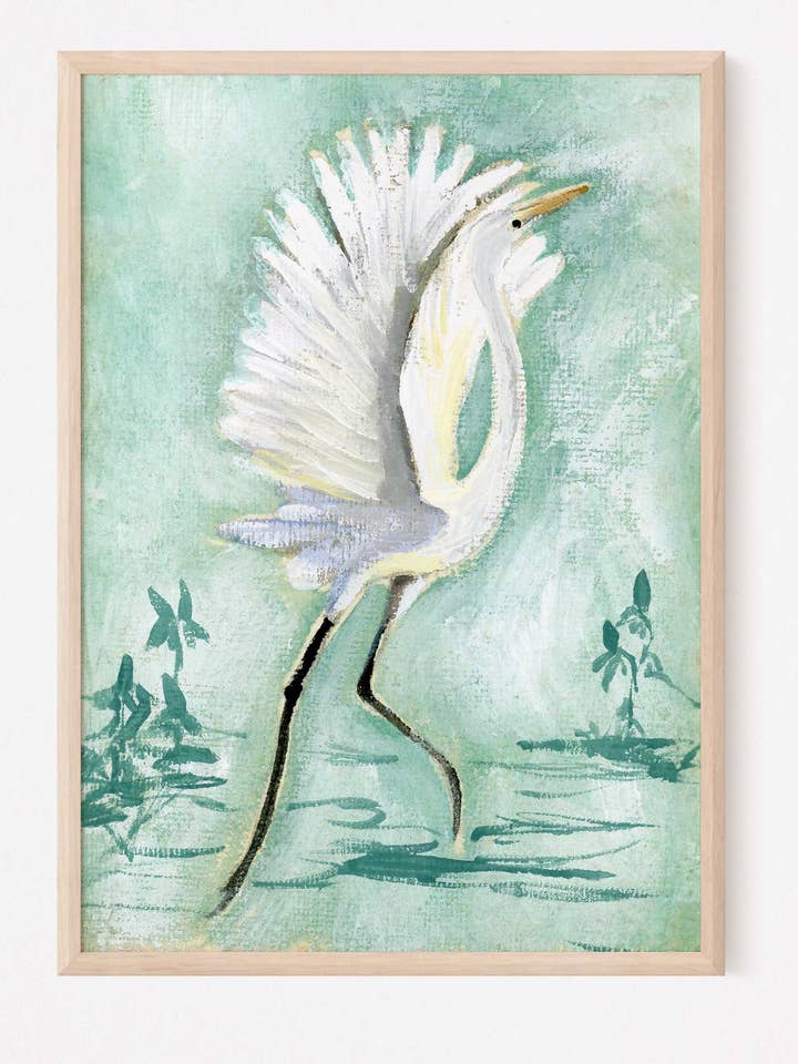 Mayes Airone Bianco, una Stampa Verticale per la vendita all'ingrosso da parte di Amanda Wathen Fine Art