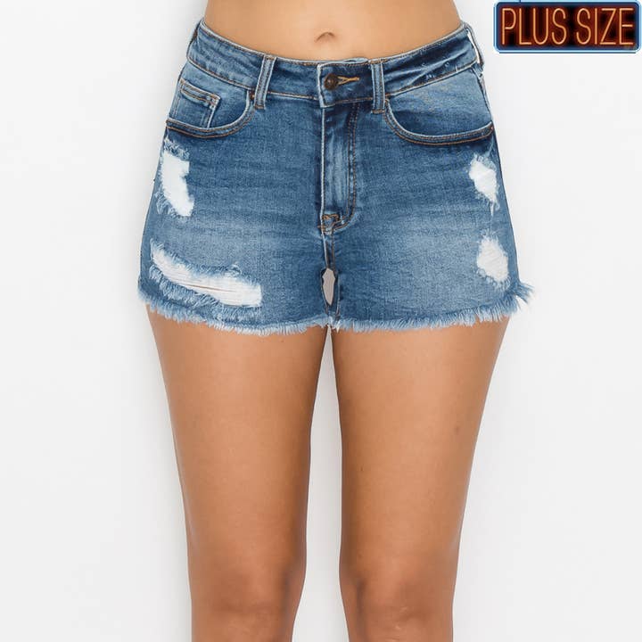 Shorts jeans desgastados tamanho grande por atacado de BELLA LUNA