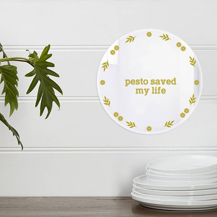 Espejo decorativo con frase Pesto Saved My Life. S para venta al por mayor de BiCA-Good Morning Design