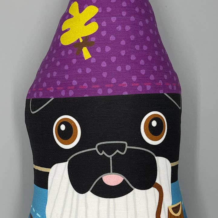 Large Black Pug Gnome Plush Toy for wholesale by Nerfect Artistic Novelties