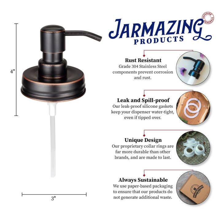 Jarmazing Products - Wholesale Soap Dispenser - Classic Farmhouse Mason Jar Soap Dispenser Lid8