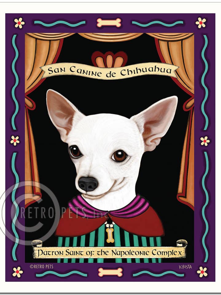 P-161 - Impresión artística (8 x 10 cm), «Chihuahua Saint - Blanco» para venta al por mayor de Retro Pets